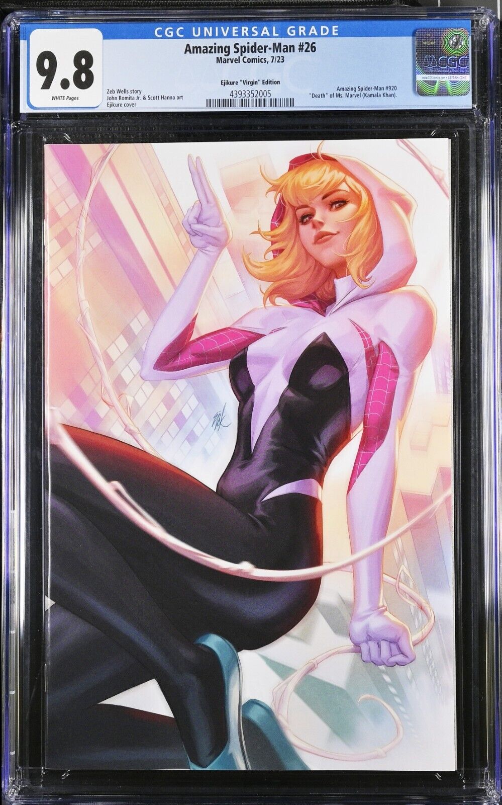 AMAZING SPIDER-MAN #26 - EJIKURE VIRGIN VARIANT 🔑KEY MARVEL 2023 CGC 9.8 NM/M