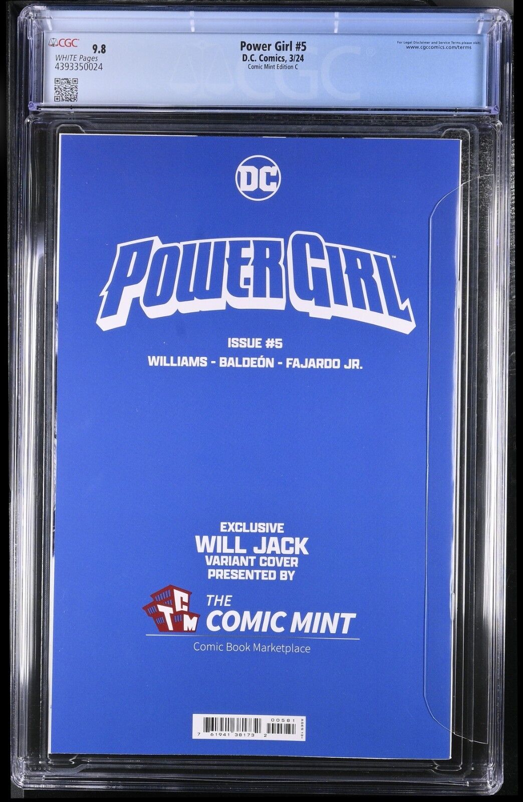 POWER GIRL #5 - WILL JACK VIRGIN VARIANT MEGACON 2024 +COA LTD 600 CGC 9.8