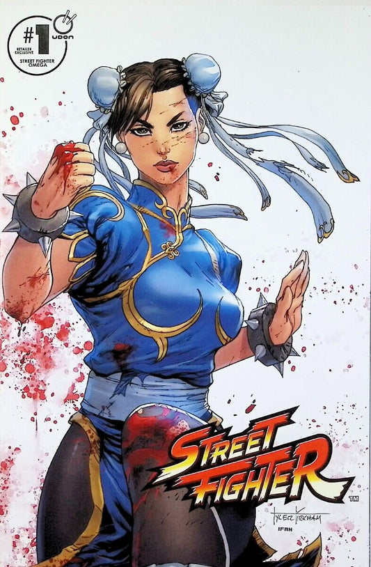 STREET FIGHTER OMEGA #1 - TYLER KIRKHAM TRADE VARIANT BATTLE DAMAGE CHUN LI NM+