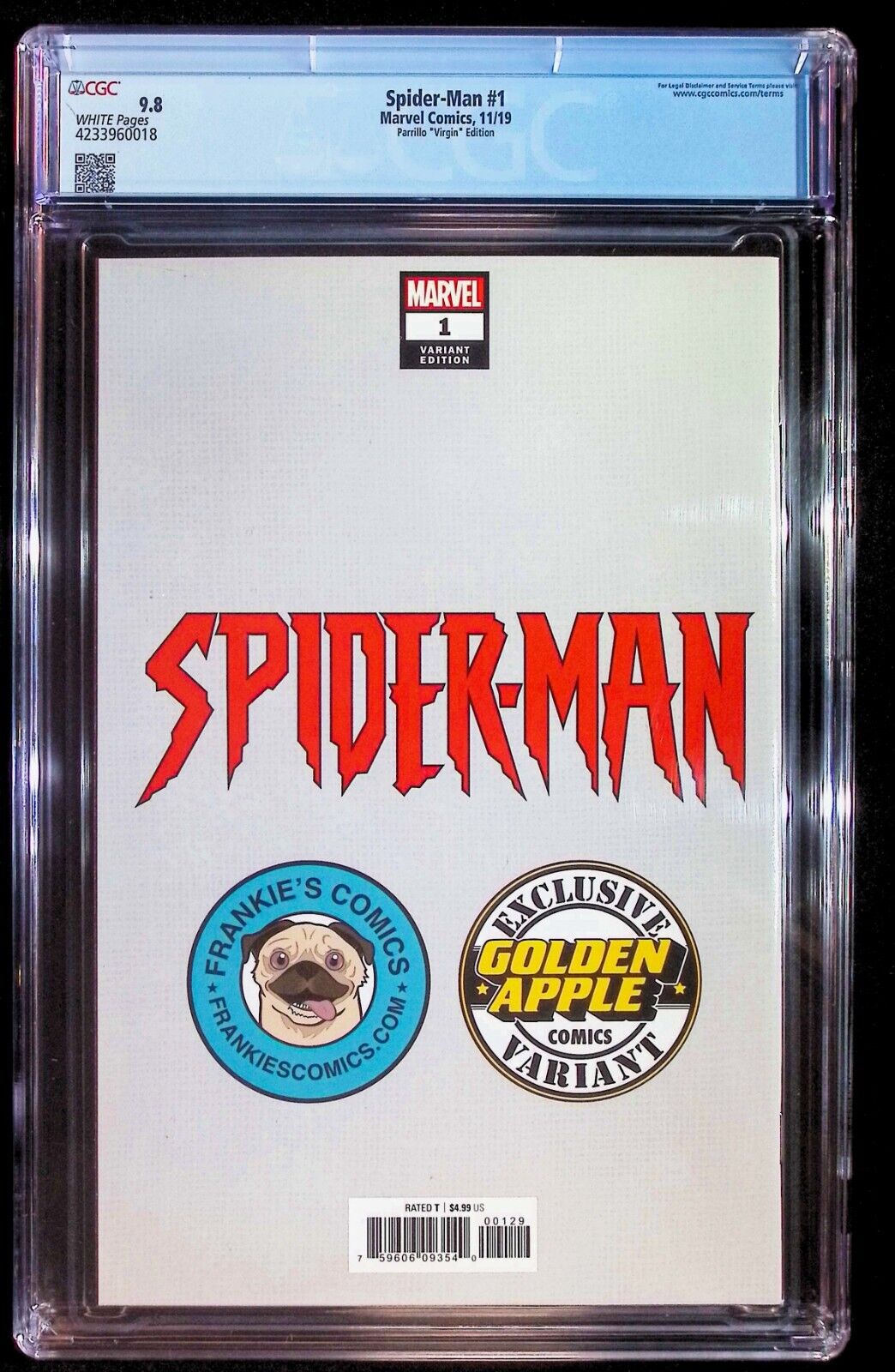 SPIDER-MAN #1 - LUCIO PARRILLO VIRGIN VARIANT 🔑KEY MARVEL 2019 CGC 9.8 NM/M