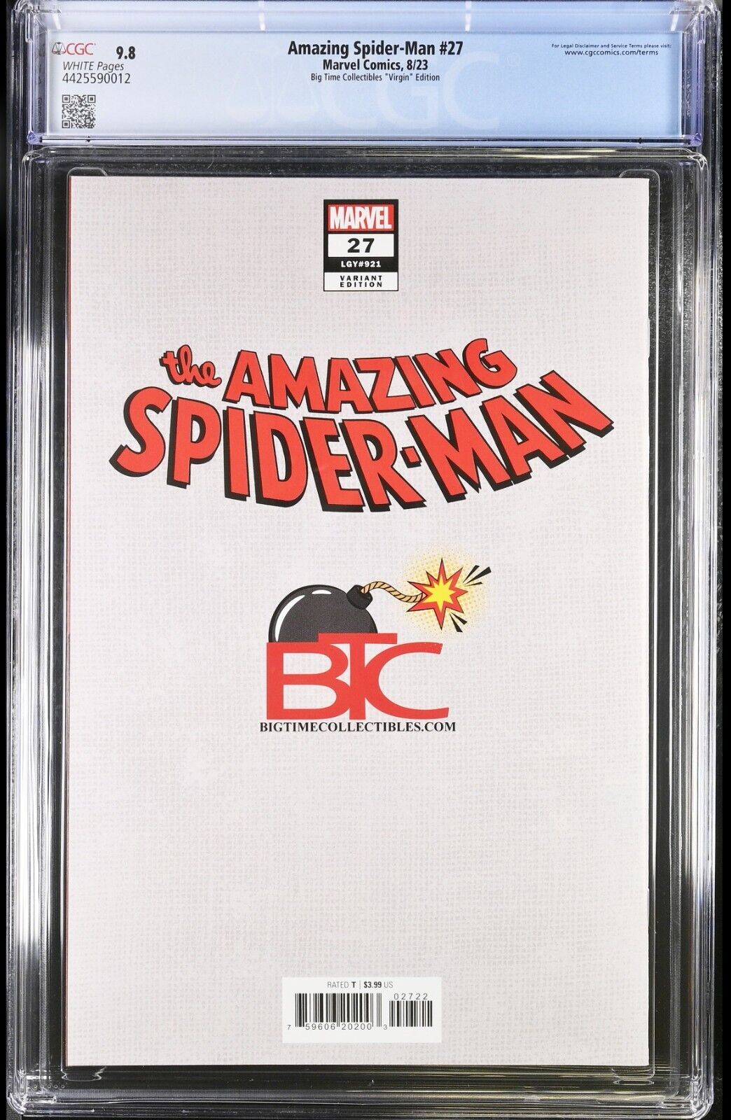 AMAZING SPIDERMAN #27 - ARIEL DIAZ VIRGIN VARIANT MARVEL COMICS 2023 CGC 9.8