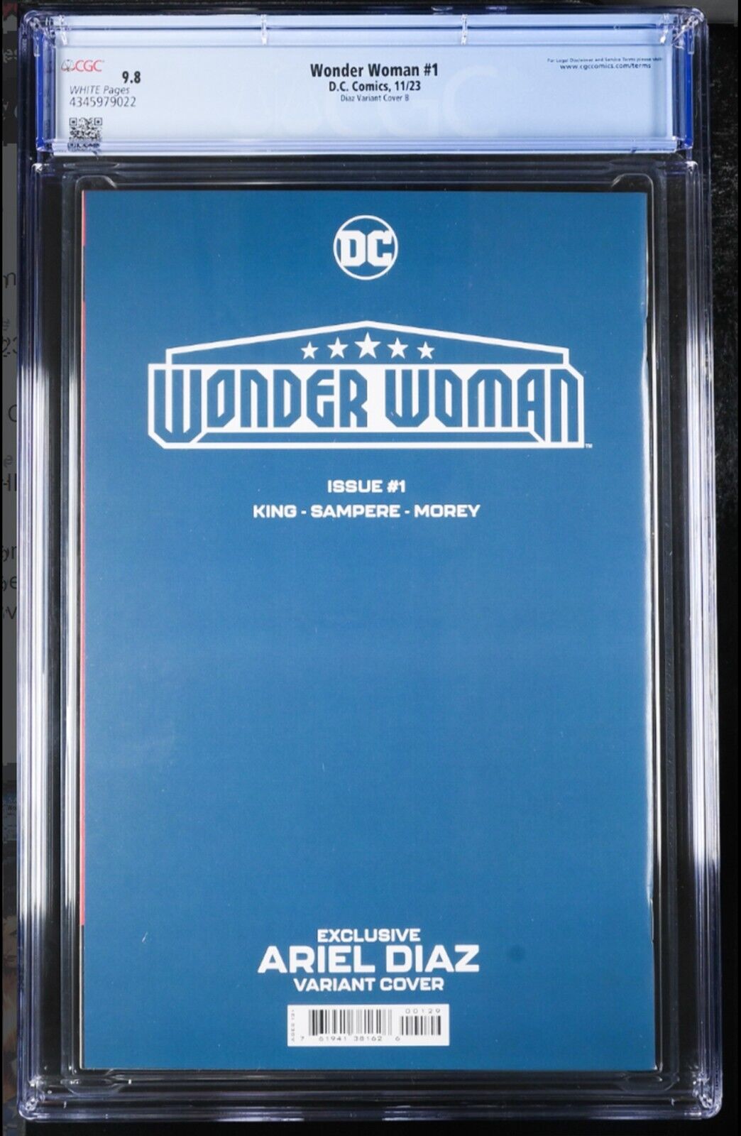 WONDER WOMAN #1 - ARIEL DIAZ VIRGIN VARIANT EXCLUSIVE 2023 LTD 1000 +COA CGC 9.8