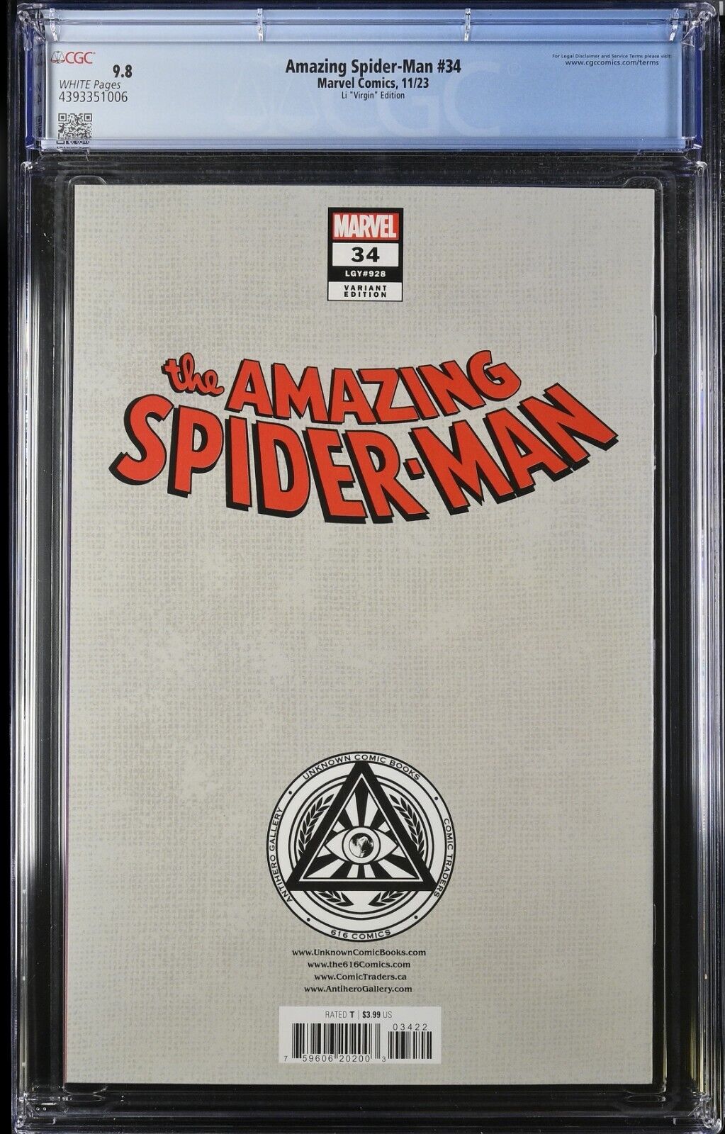 AMAZING SPIDER-MAN #34 - LEIRIX LI VIRGIN VARIANT EDITION MARVEL 2024 CGC 9.8