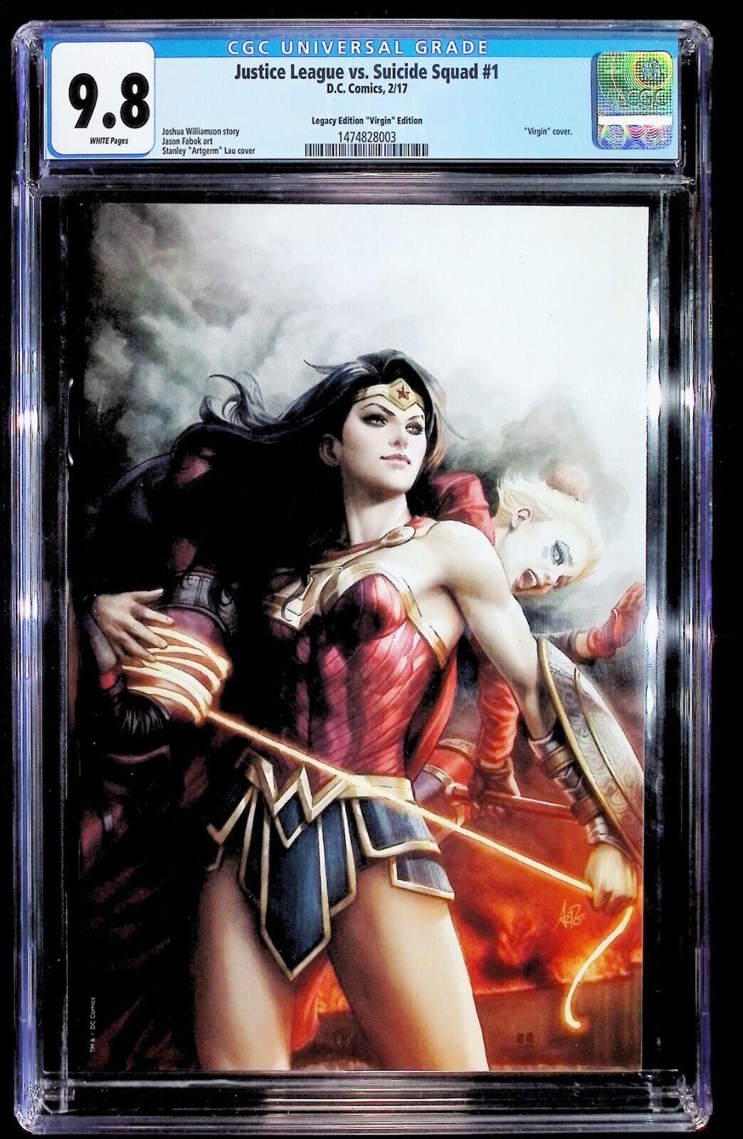 JUSTICE LEAGUE VS SUICIDE SQUAD #1 - STANLEY ARTGERM LAU VIRGIN CGC 9.8 NM/M