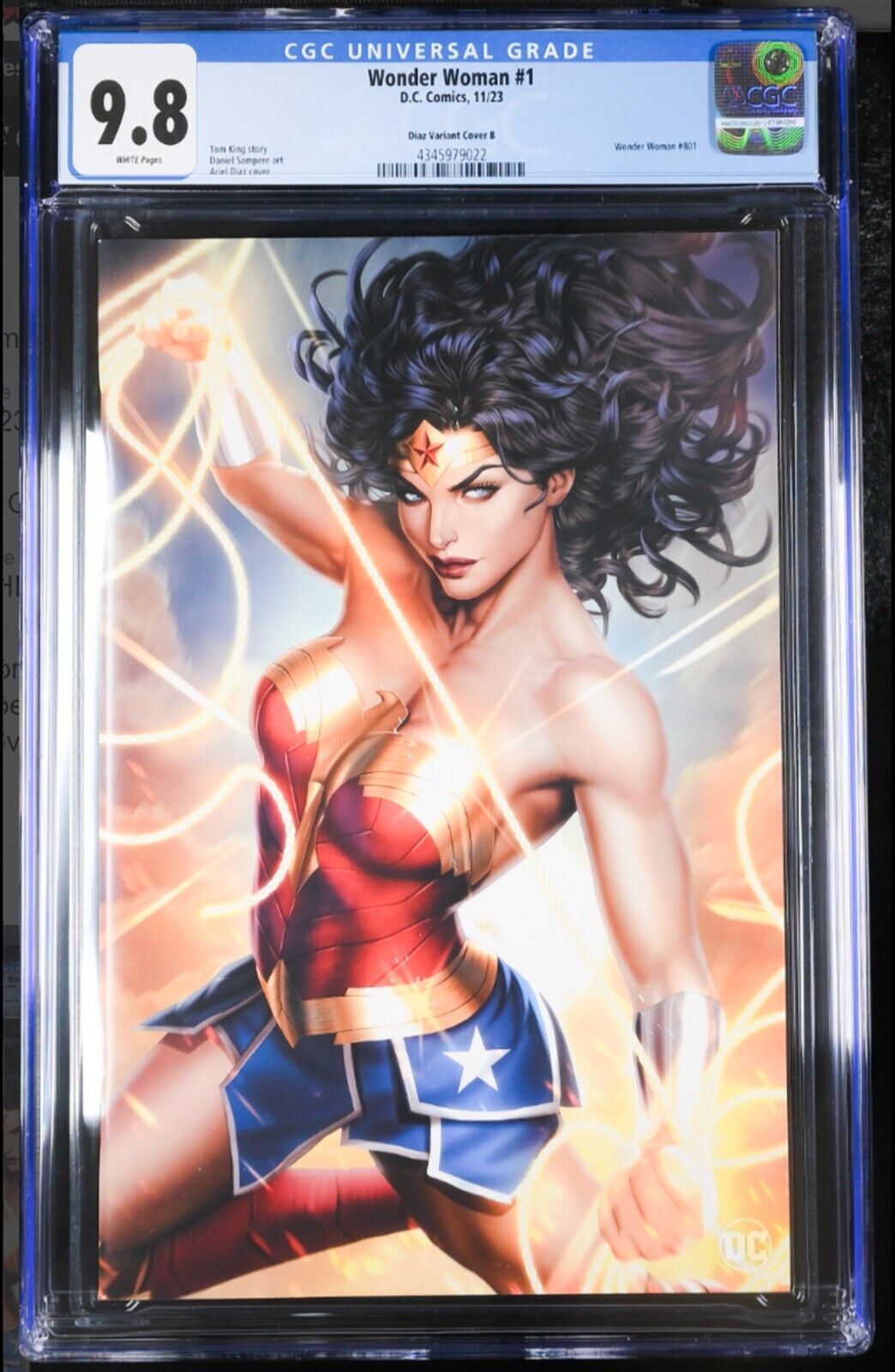 WONDER WOMAN #1 - ARIEL DIAZ VIRGIN VARIANT EXCLUSIVE 2023 LTD 1000 +COA CGC 9.8