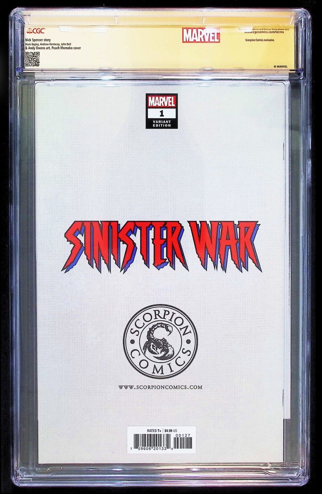 SINISTER WAR #1 - PEACH MOMOKO TRADE VARIANT EXCLUSIVE 2021 SIGNED CGC 9.8