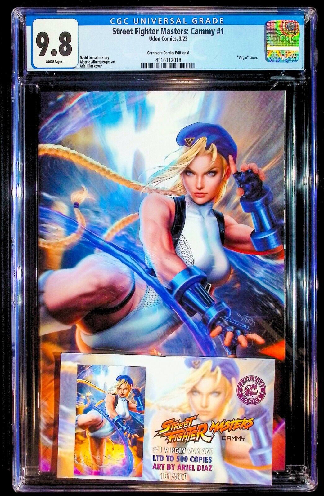 STREET FIGHTER MASTERS CAMMY #1 - ARIEL DIAZ VIRGIN VARIANT +COA LTD 500 CGC 9.8