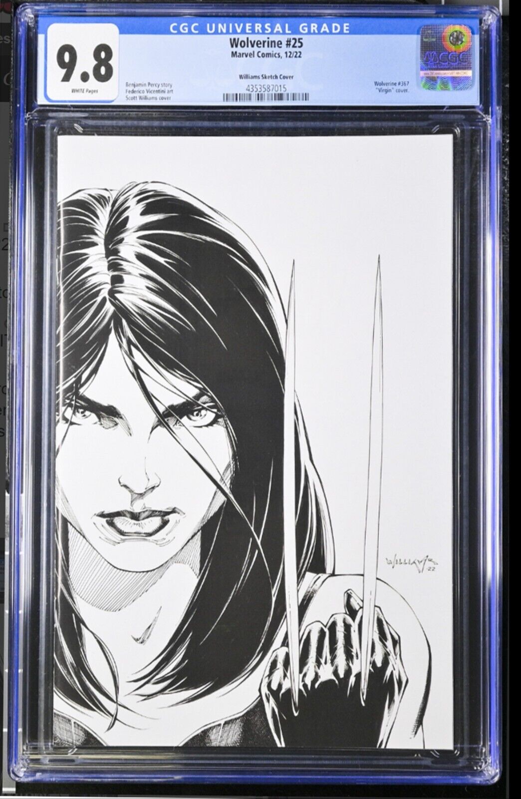 WOLVERINE #25 - SCOTT WILLIAMS SKETCH VIRGIN EDITION WHATNOT EXCLUSIVE CGC 9.8