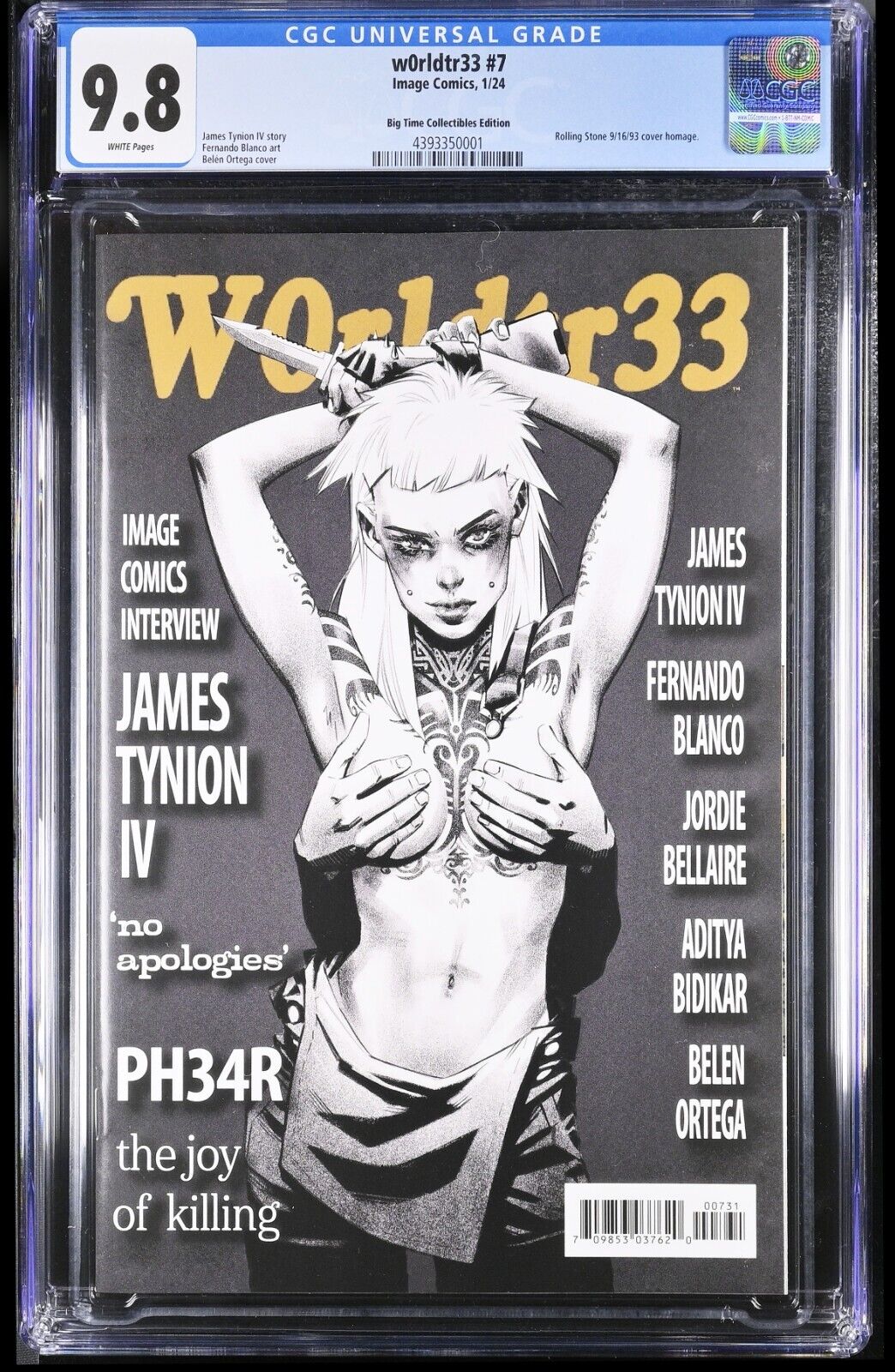 W0RLDTR33 #7 - BELEN ORTEGA ROLLING STONES HOMAGE VARIANT MEGACON 2024 CGC 9.8