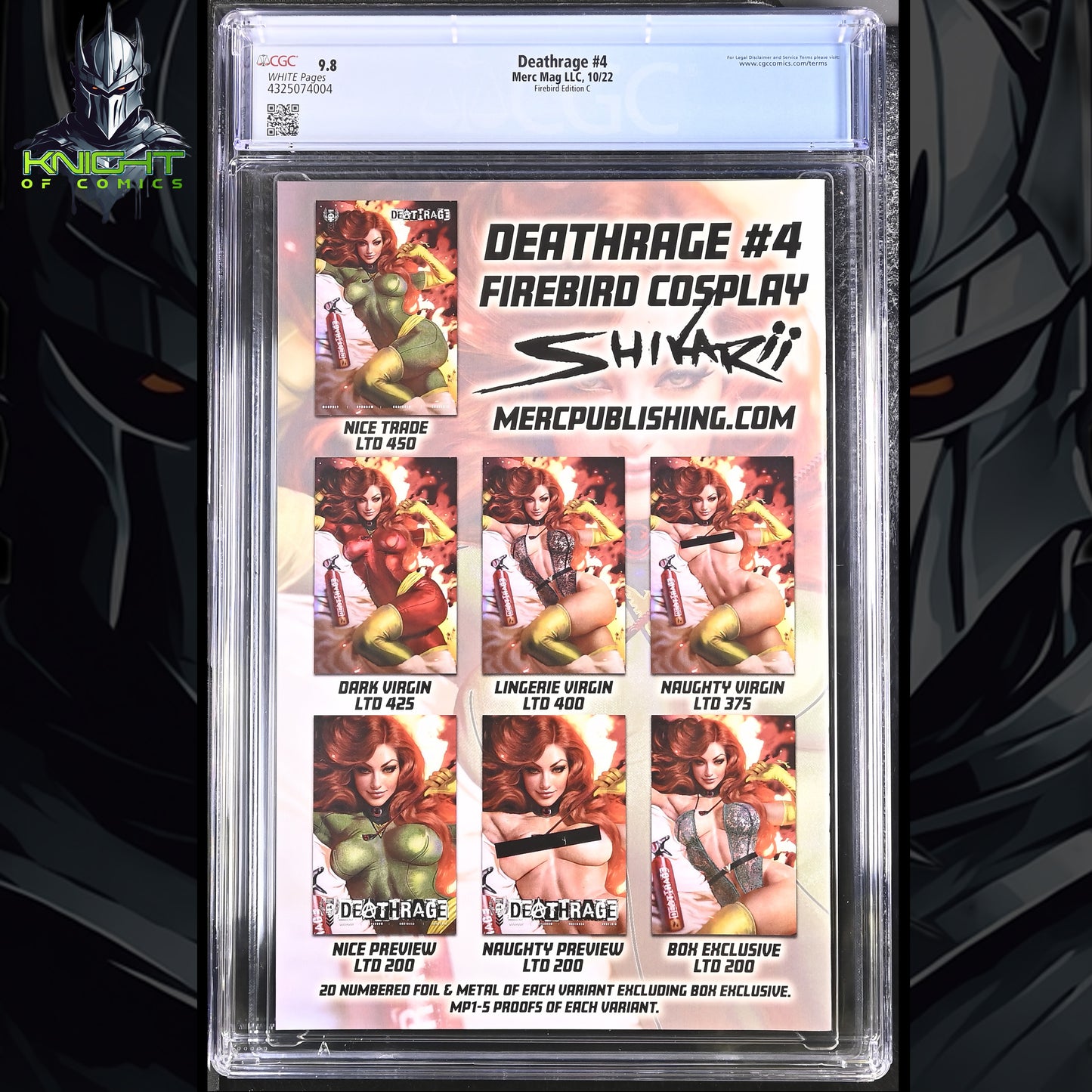 DEATHRAGE #4 - SHIKARII SHAMBU VIRGIN EDITION C FIREBIRD PHOENIX COSPLAY CGC 9.8