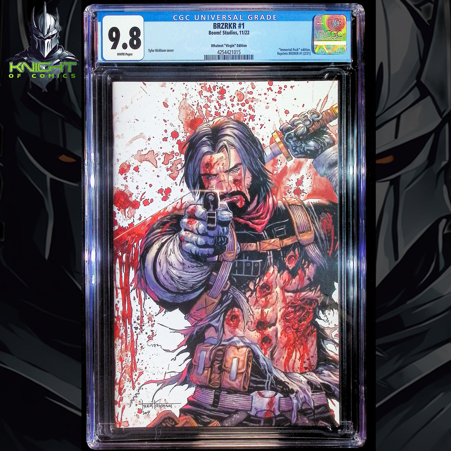 BRZRKR #1 - TYLER KIRKHAM BATTLE DAMAGE VIRGIN VARIANT 🔑KEY WHATNOT CGC 9.8