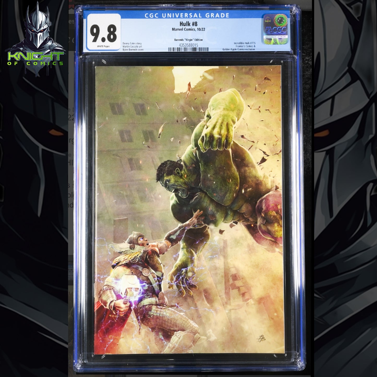 HULK #8 - BJORN BARENDS VIRGIN VARIANT EDITION MARVEL COMICS 2022 CGC 9.8